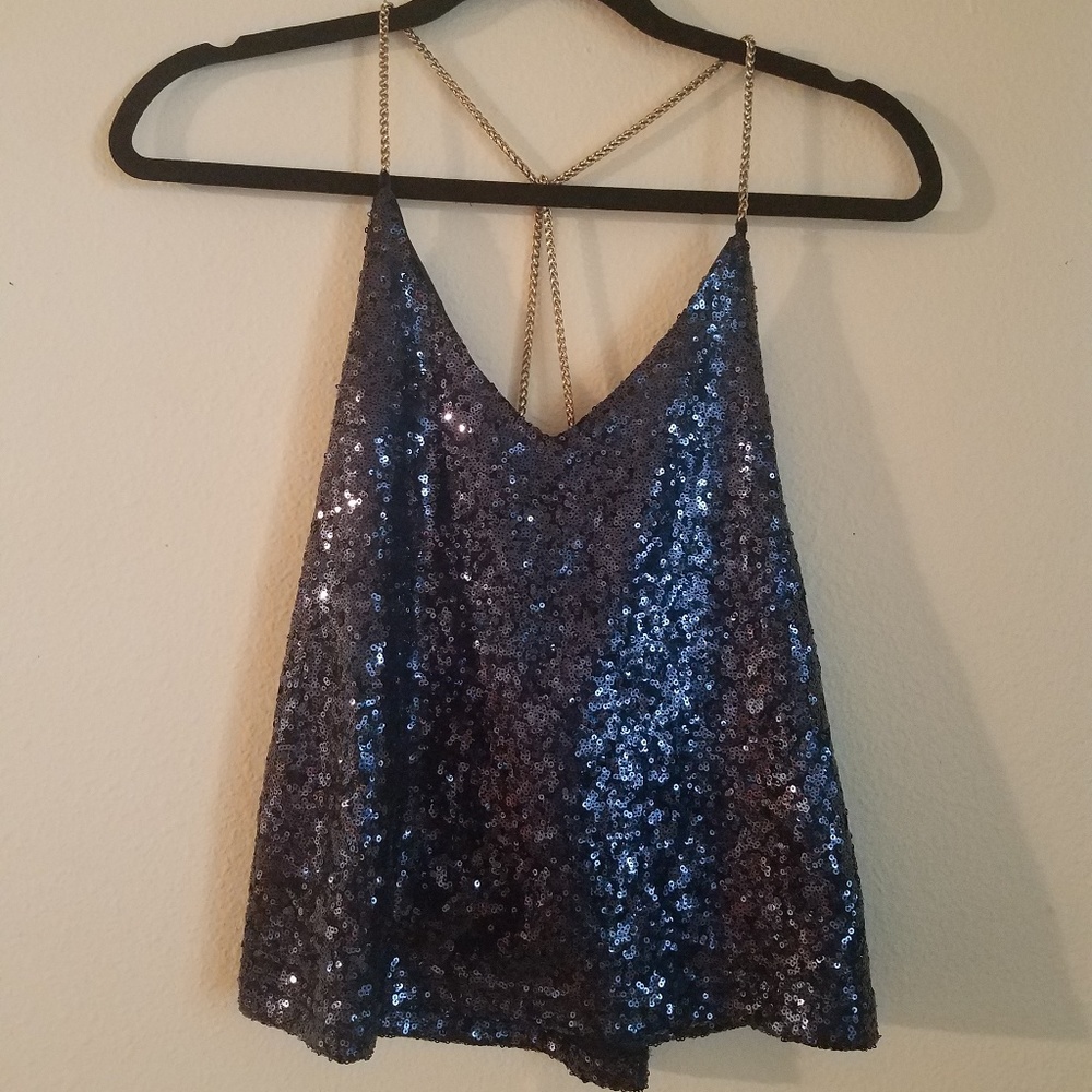 Sequin Top | Chain Straps | Backless
